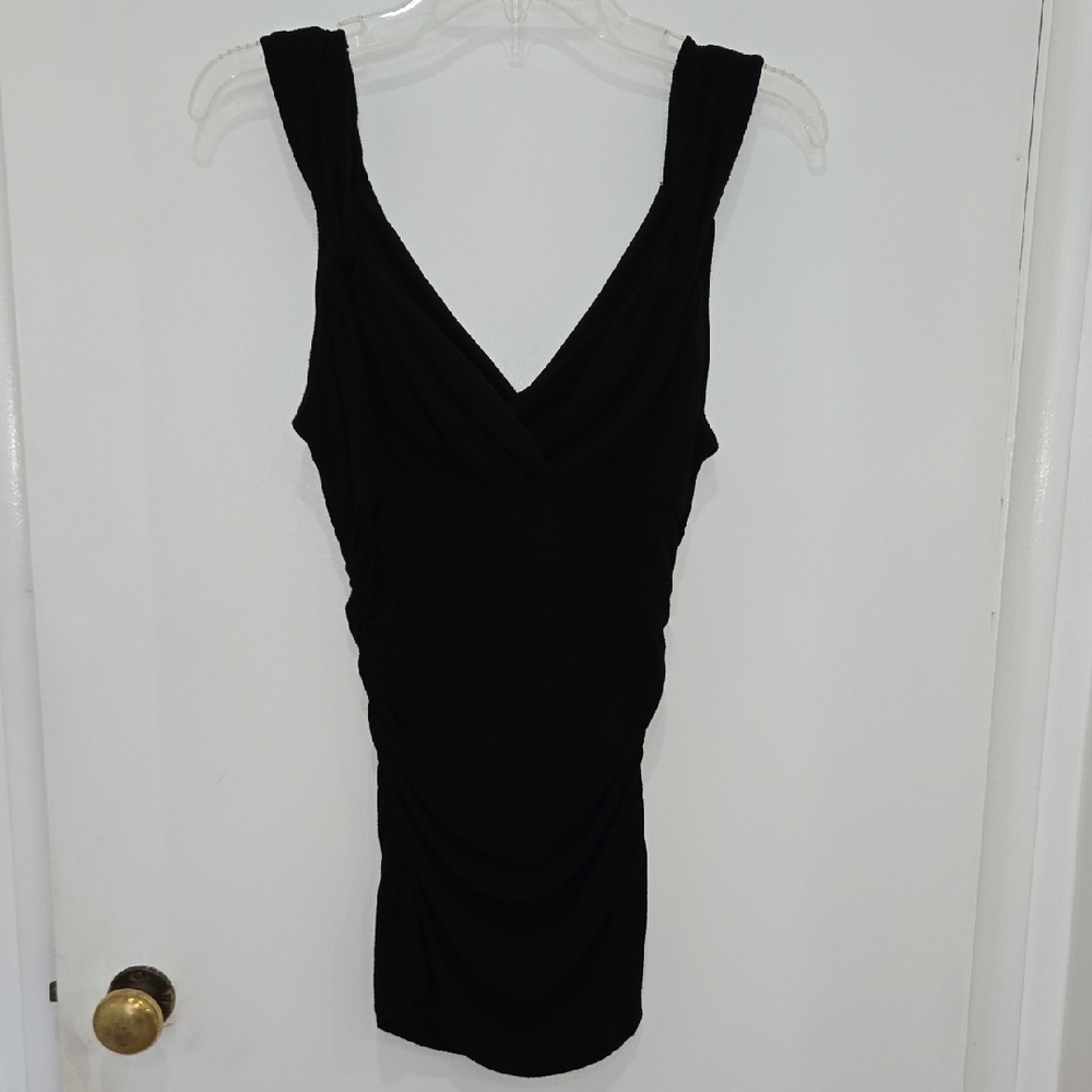 Jennifer Lopez Black Sleeveless Ruching Sides Camisole Top